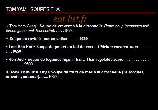 Le Petit Thai — carte page 2