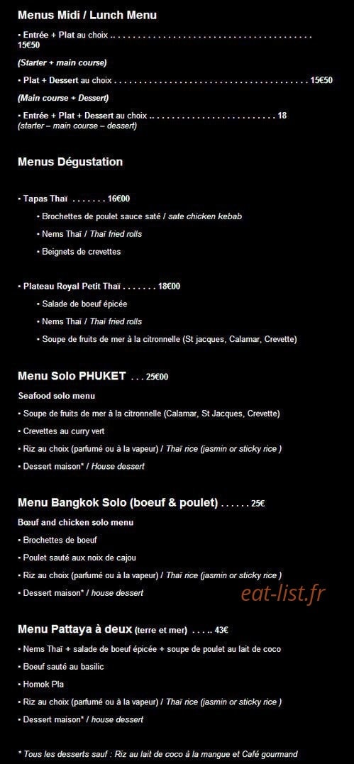 Le Petit Thai — carte page 10