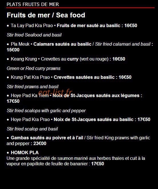 Le Petit Thai — carte page 4