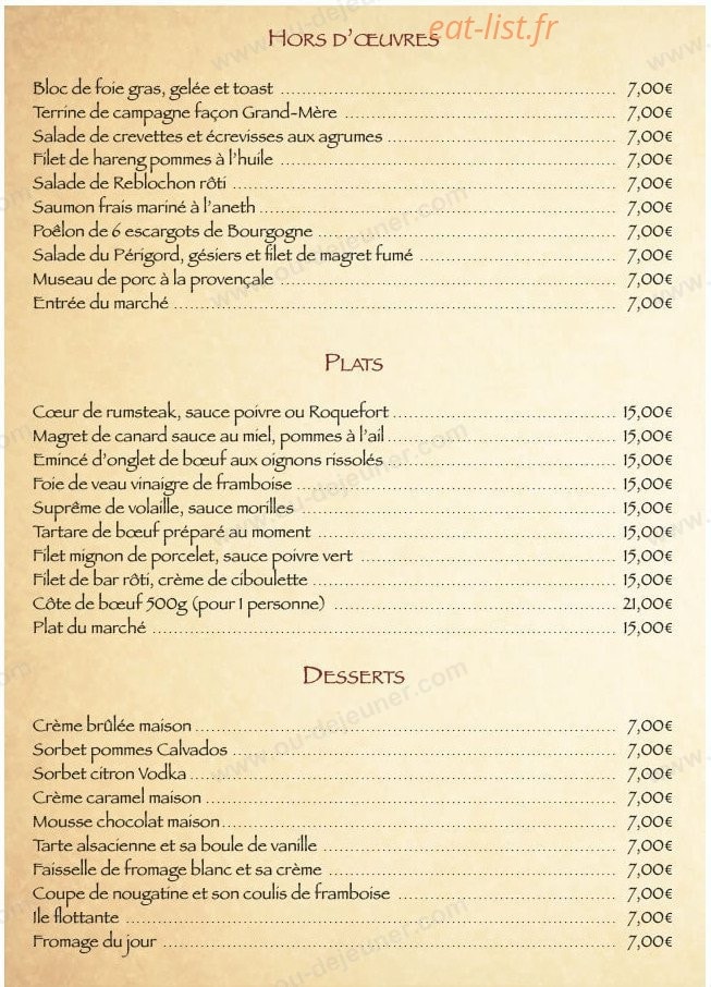 Les Gourmandises — carte page 1