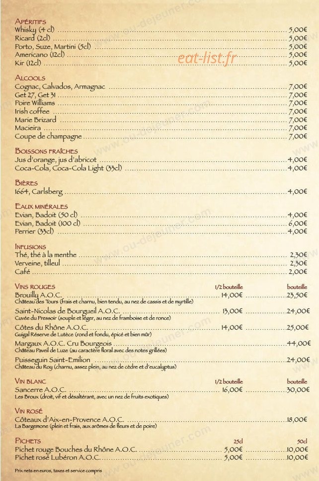 Les Gourmandises — carte page 2