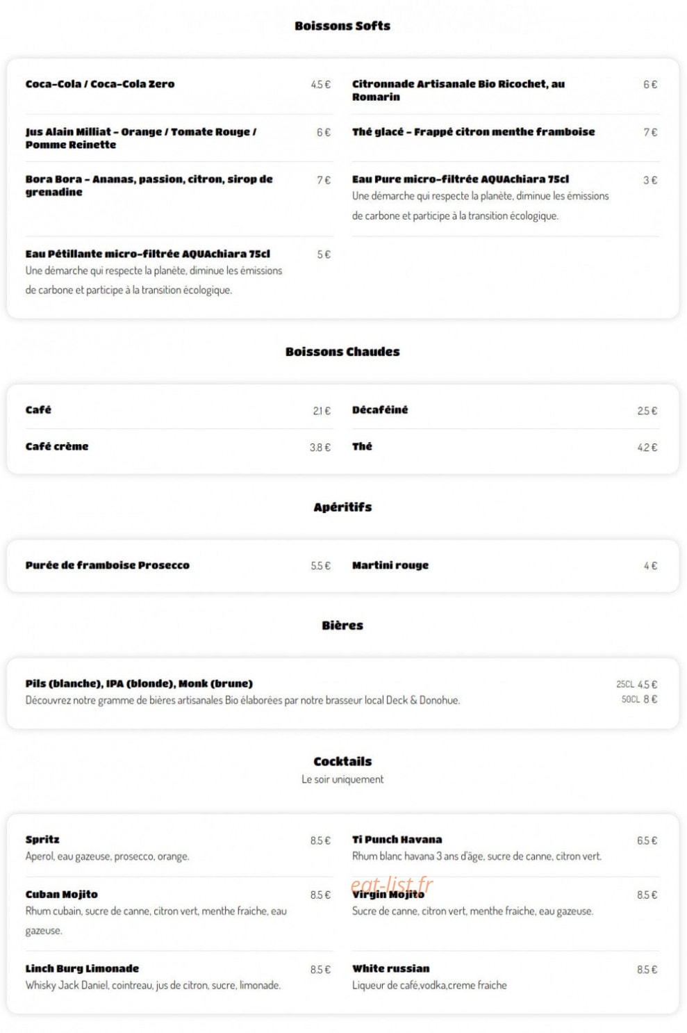 Les Sabots Grillés — carte page 5