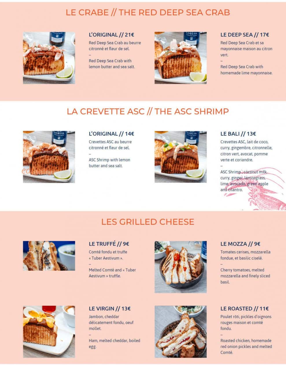 Lobsta — carte page 2