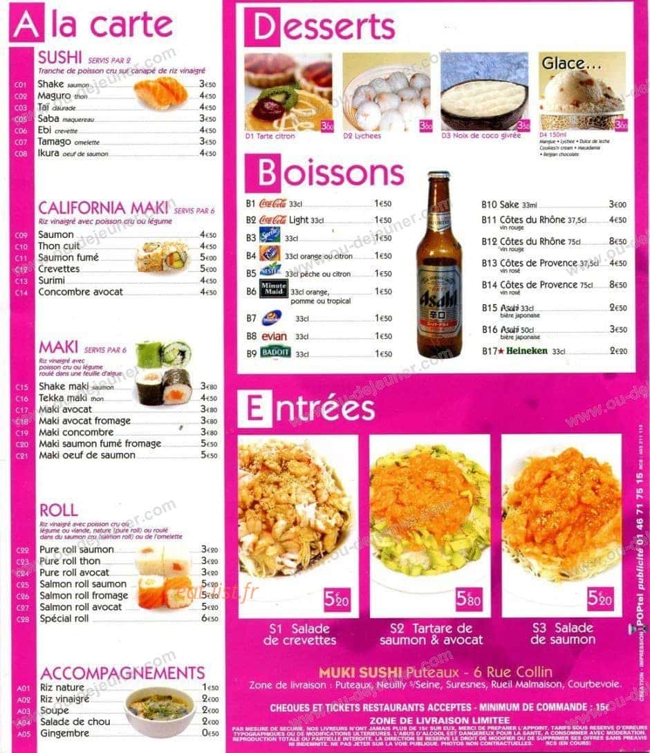 Muki Sushi — carte page 4