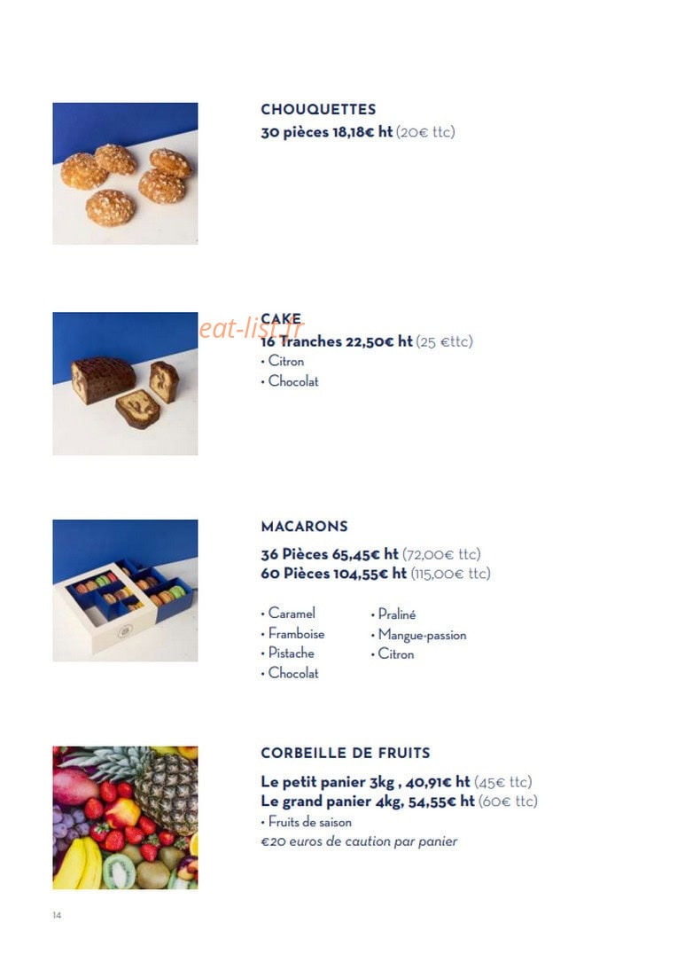 Paris Baguette — carte page 14