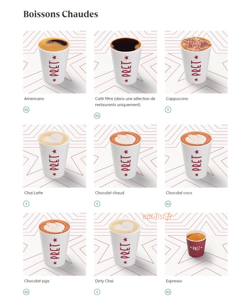 Pret A Manger — carte page 16