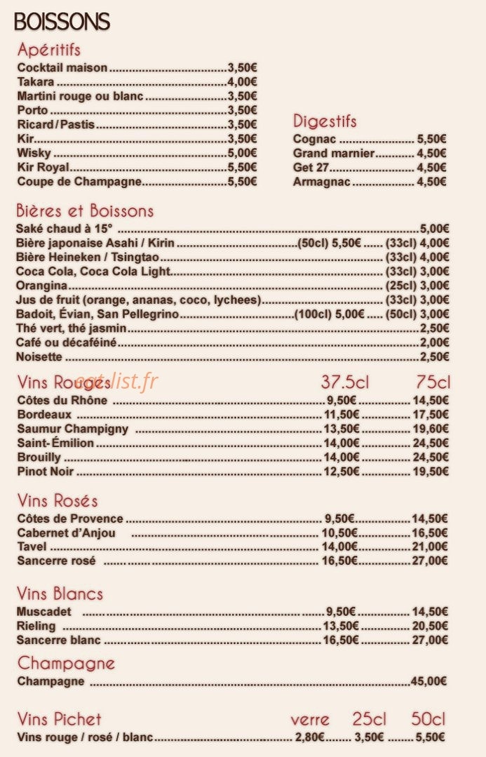 Yoko Sushi — carte page 25