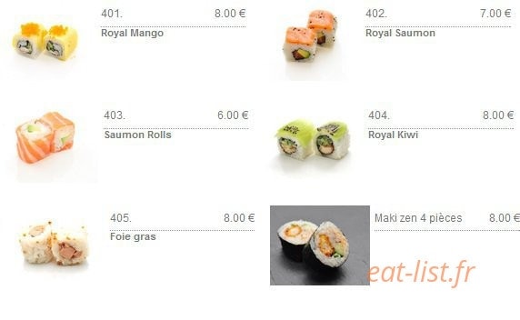 Zen sushi — carte page 13