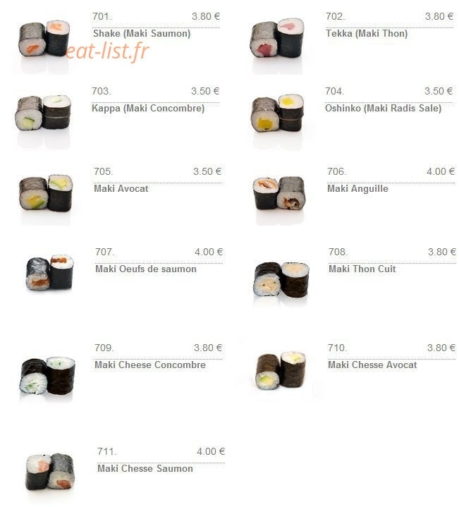 Zen sushi — carte page 16