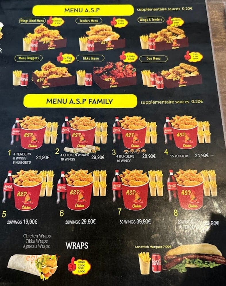 ASP chicken — carte page 1