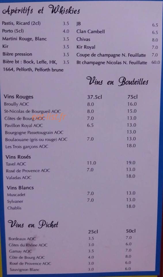 Brasserie du palais — carte page 3