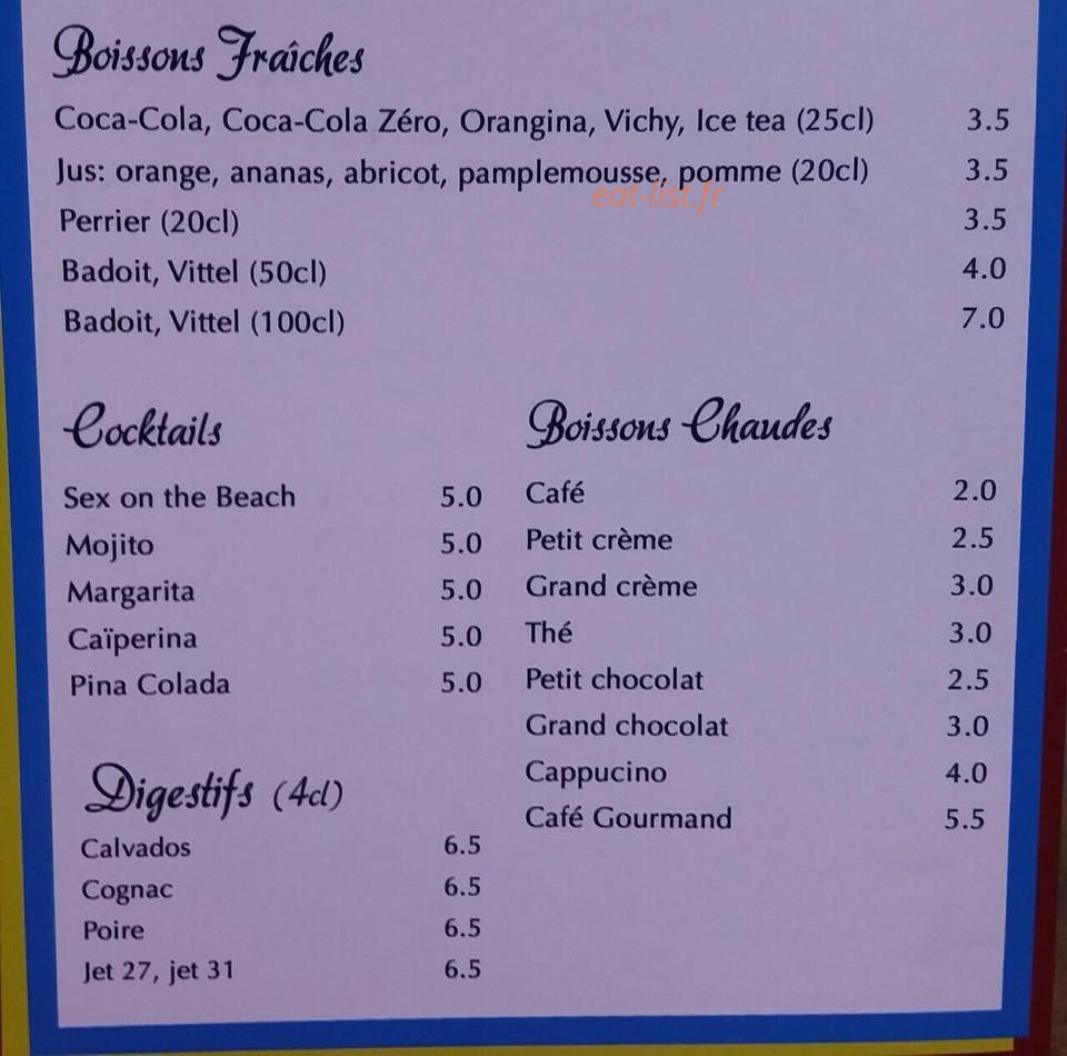 Brasserie du palais — carte page 4
