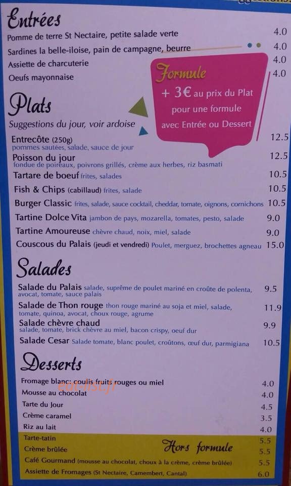 Brasserie du palais — carte page 2