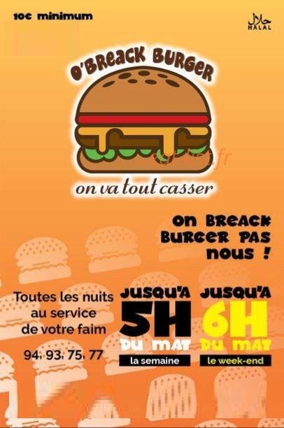 Breack burger — carte page 1