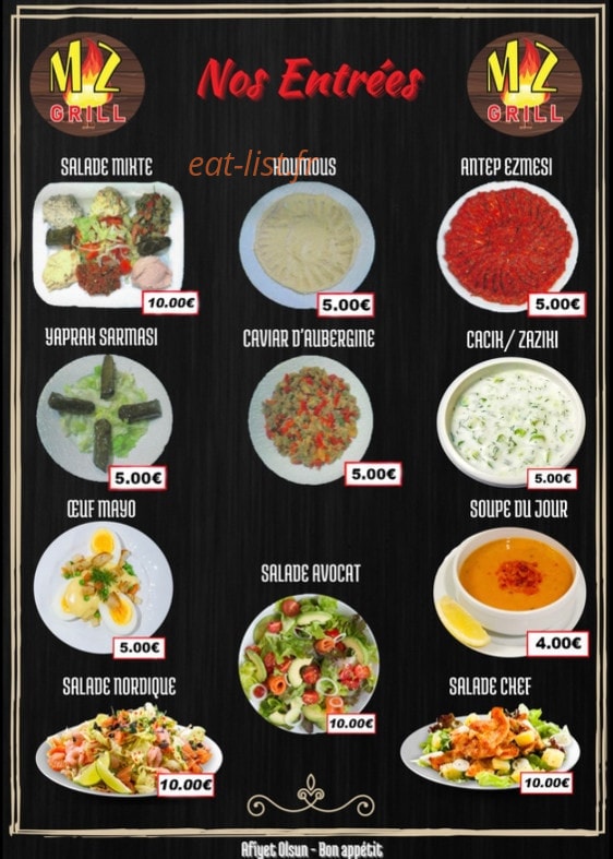 Mz grill — carte page 1