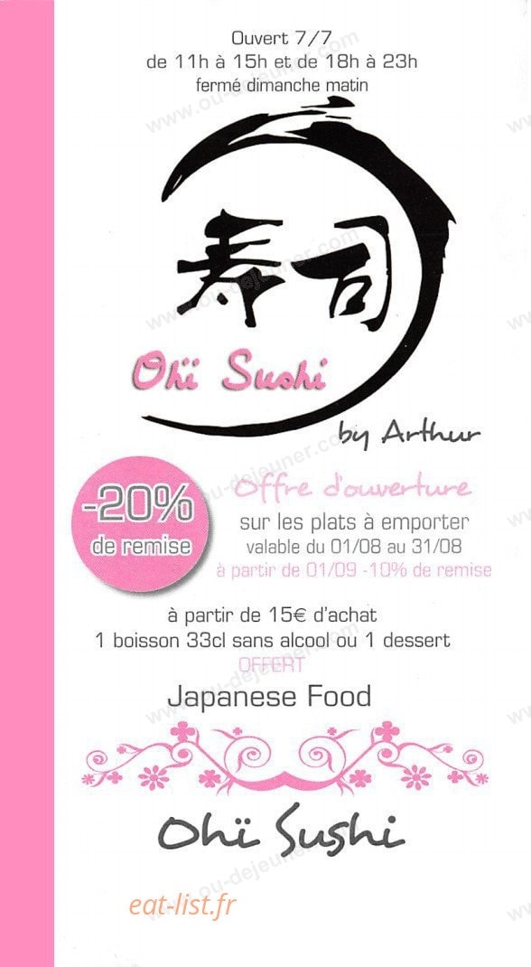 Ohi Sushi — carte page 1