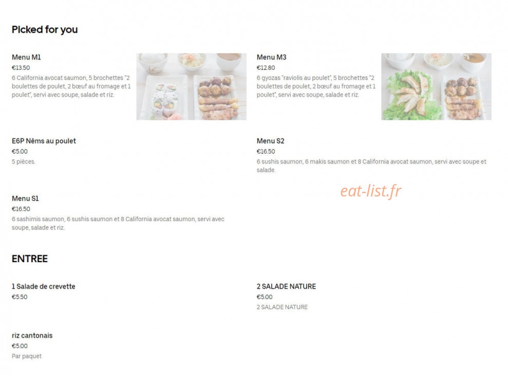 Sushi 93 — carte page 1