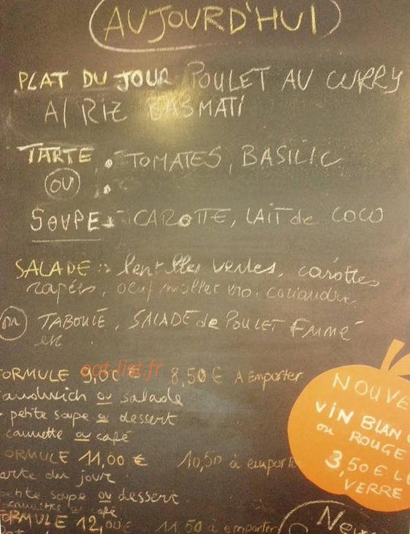 Agate cuisine — carte page 1