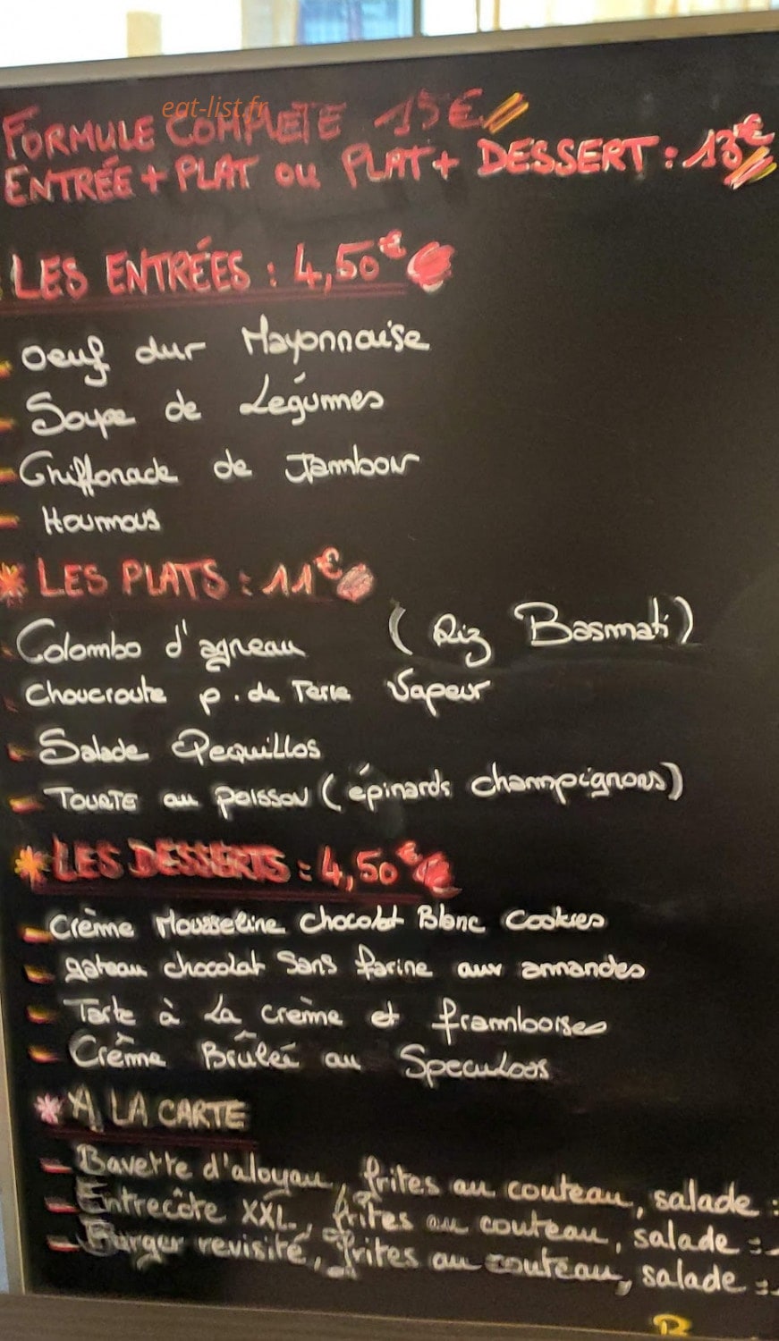 Bistro La Clinik — carte page 1