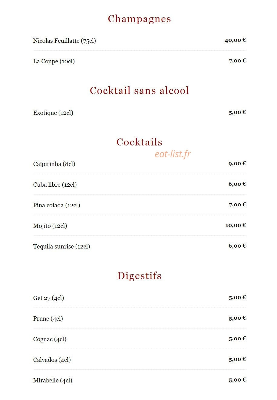 Bistrot Saint Pierre — carte page 6