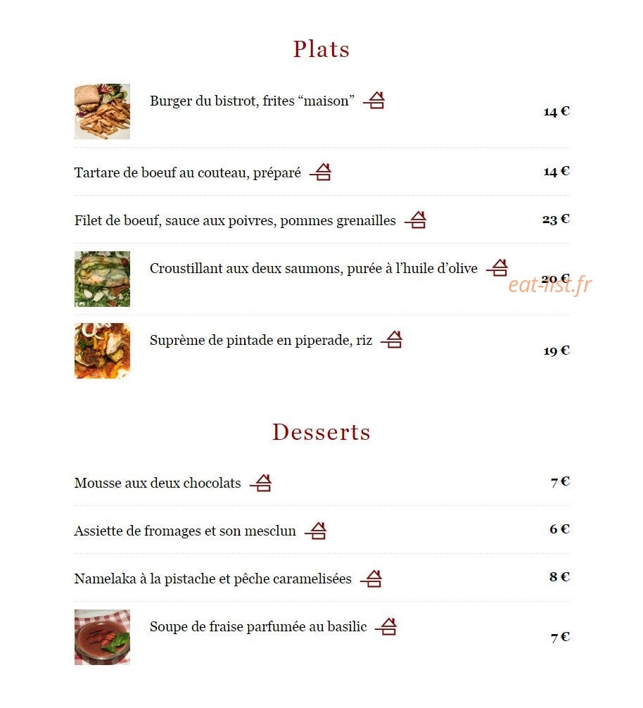 Bistrot Saint Pierre — carte page 3