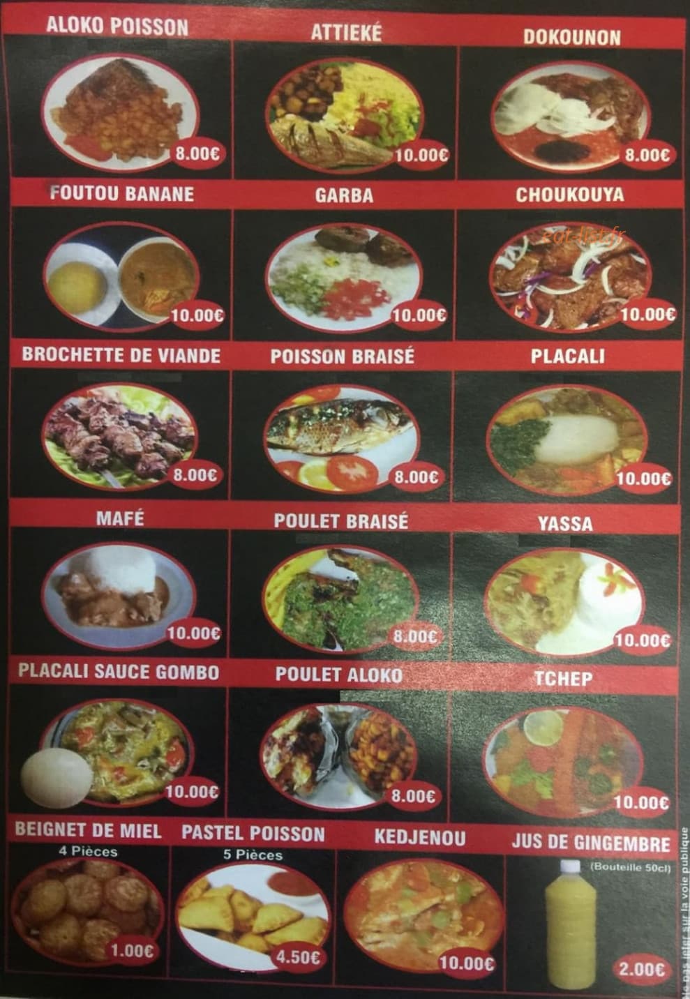Bouffe Ivoire — carte page 1