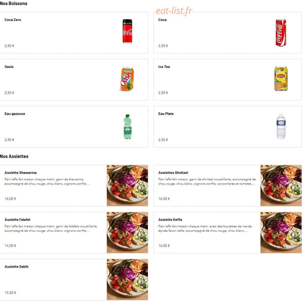 Chef Hacarmel — carte page 3