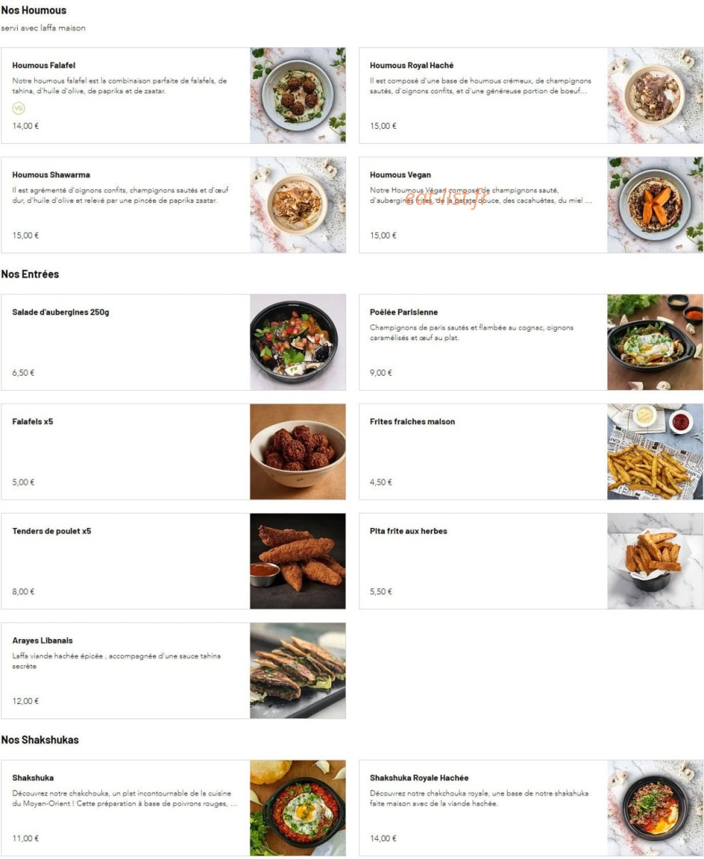 Chef Hacarmel — carte page 2