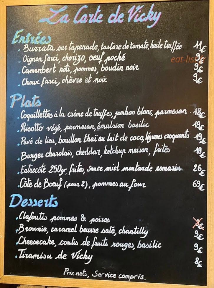 Chez Vicky — carte page 1