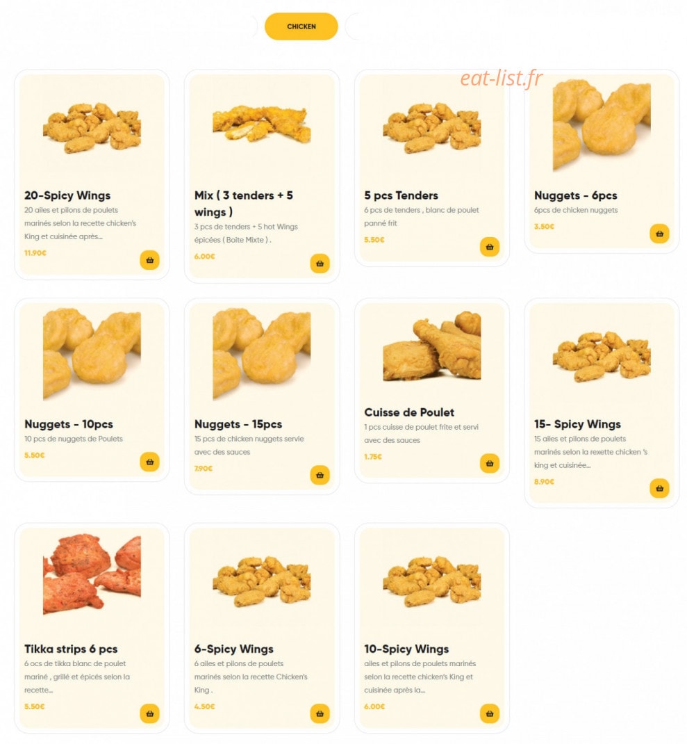 Chicken's king — carte page 7