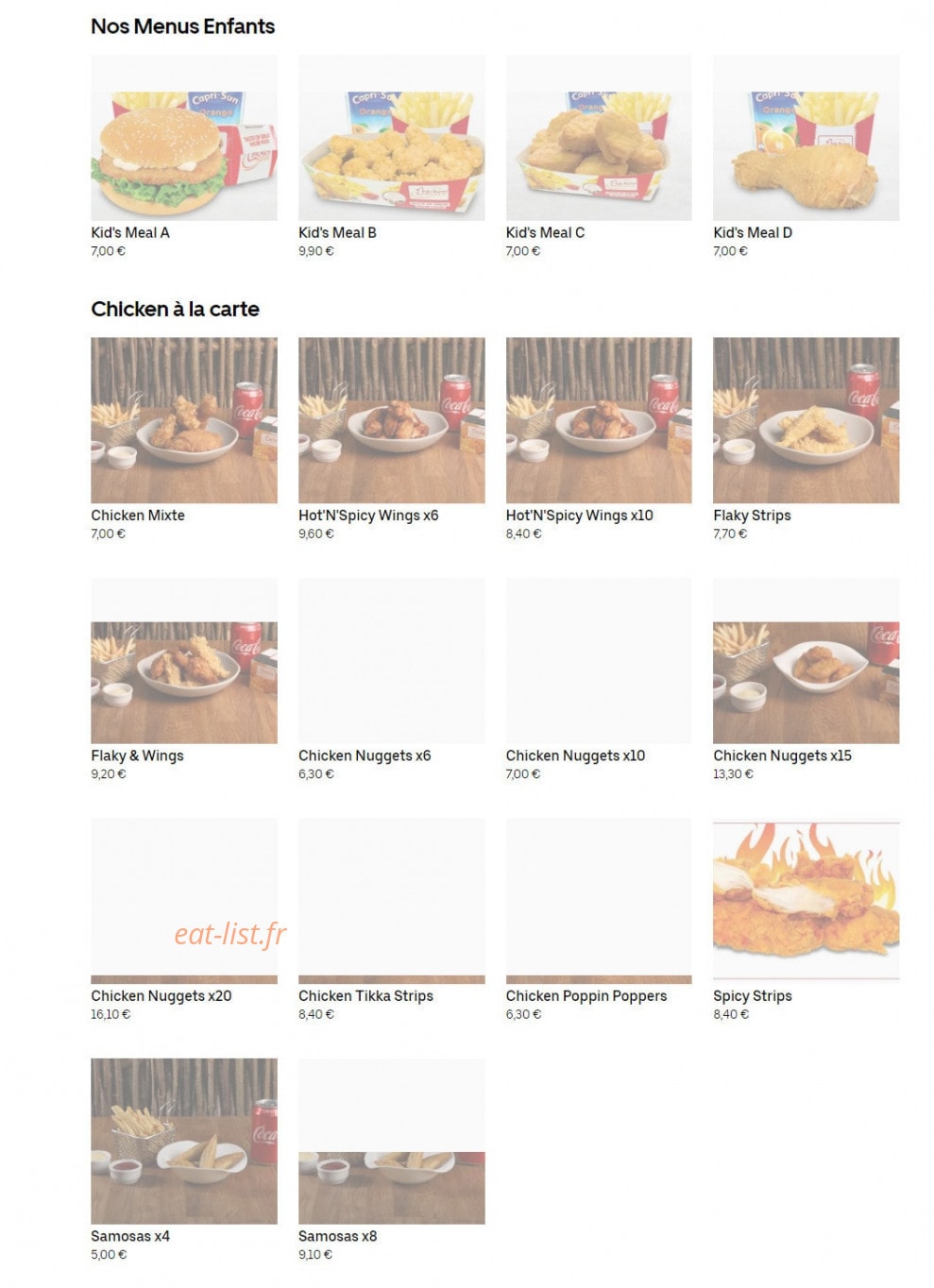 Chicken Spot — carte page 4