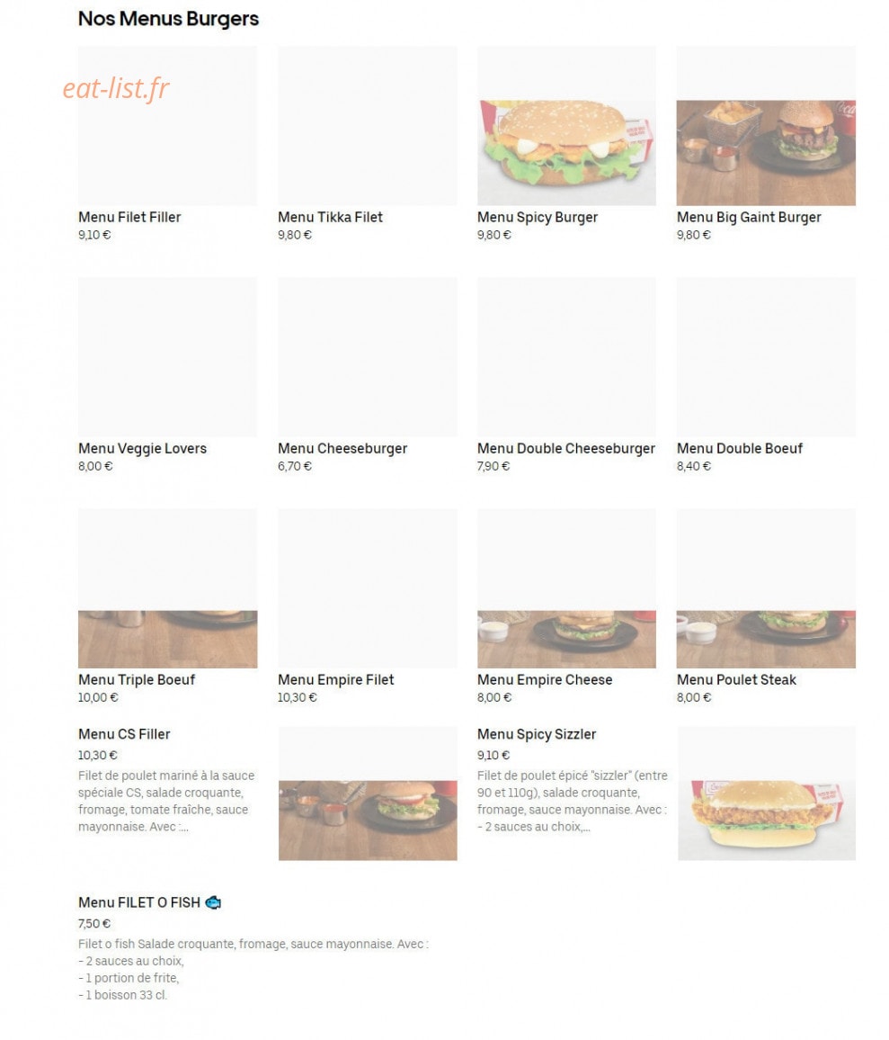 Chicken Spot — carte page 3