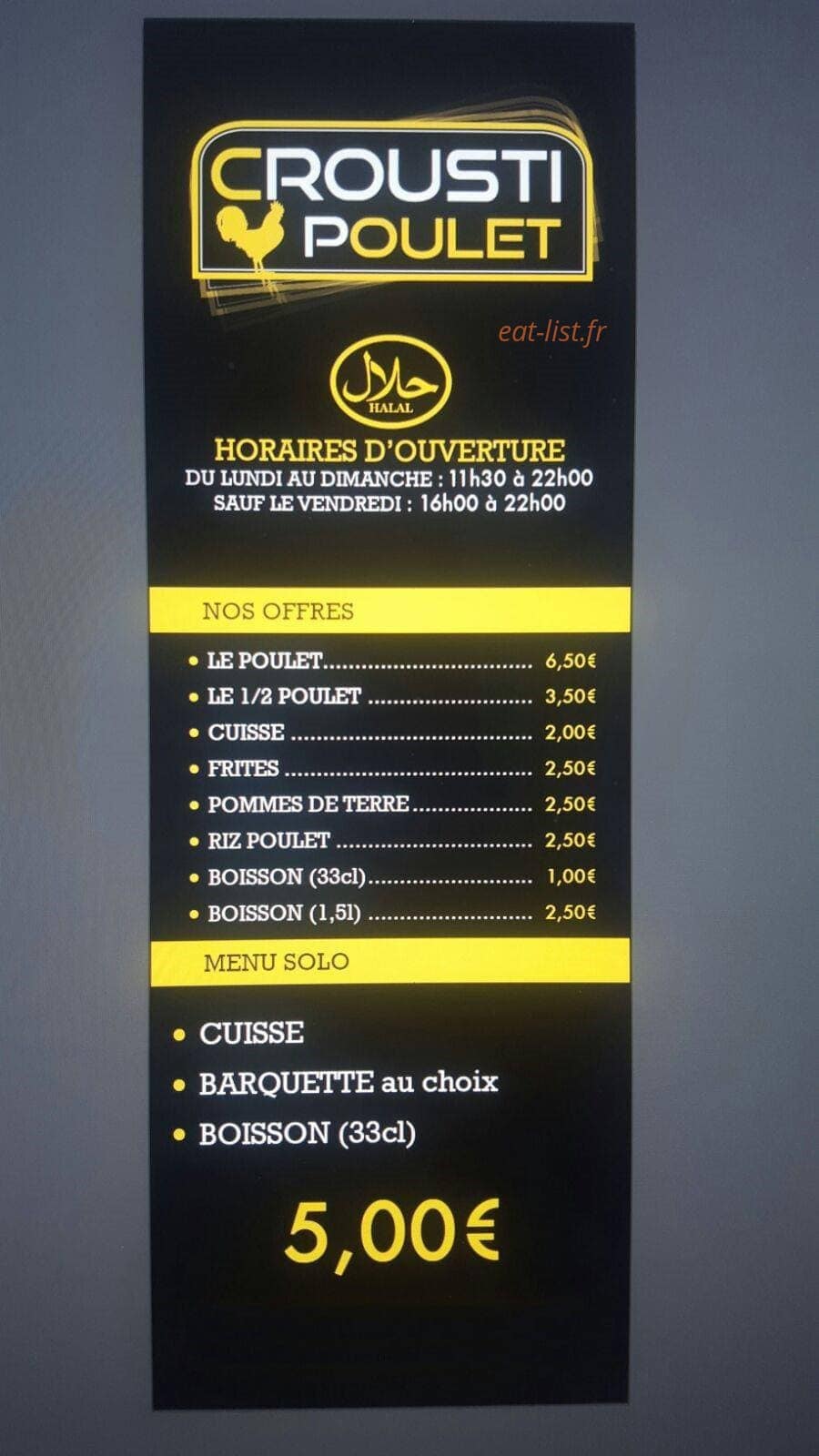 Crousti poulet — carte page 1