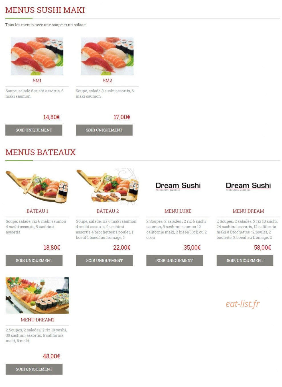 Dream Sushi — carte page 11