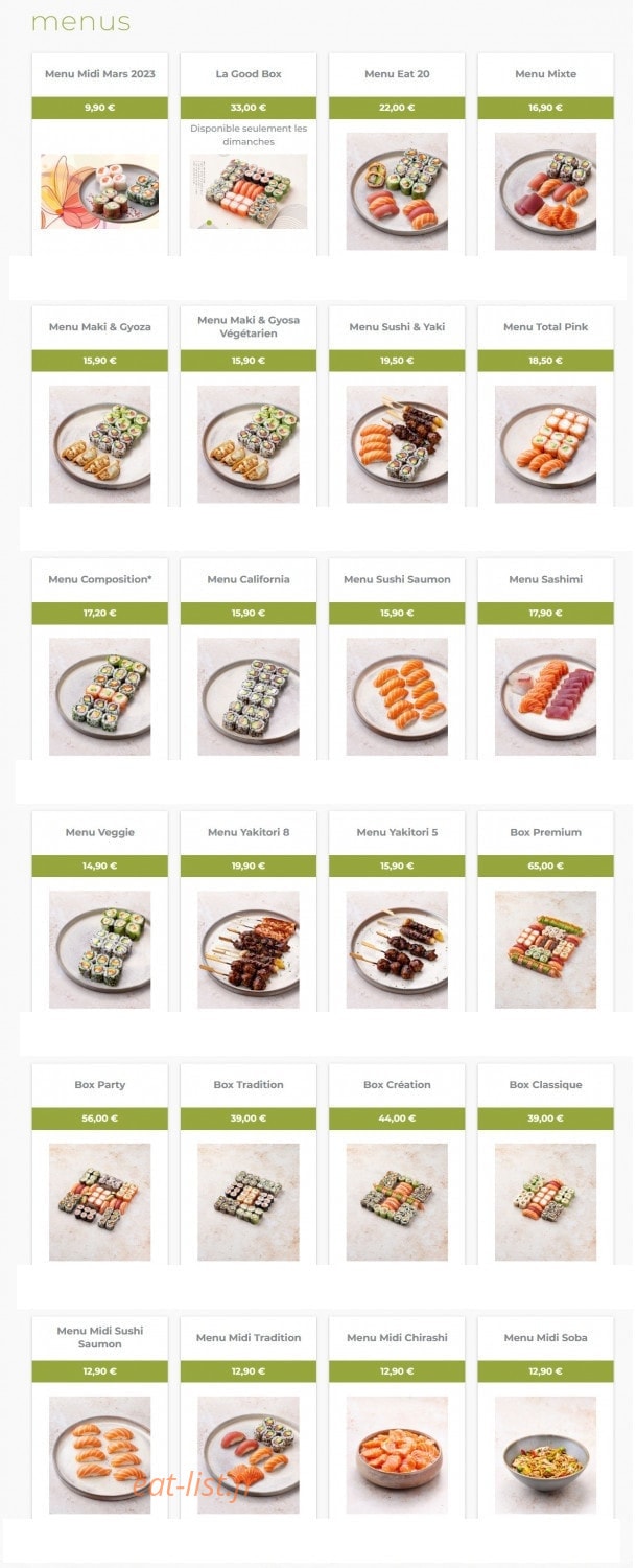 Eat Sushi — carte page 1