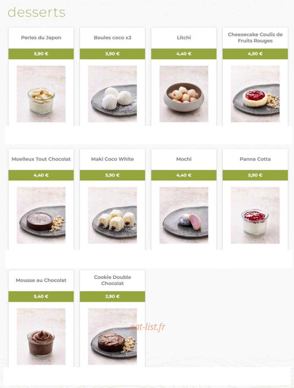 Eat Sushi — carte page 14