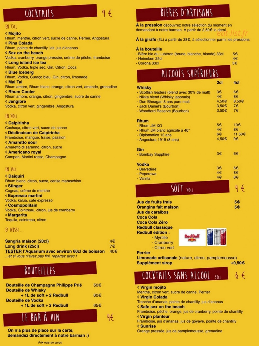 El pincho — carte page 1