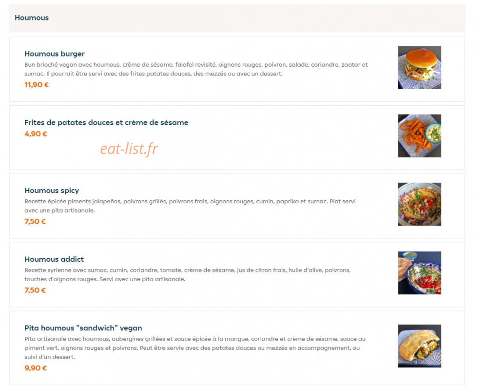 Houmous Jo — carte page 1