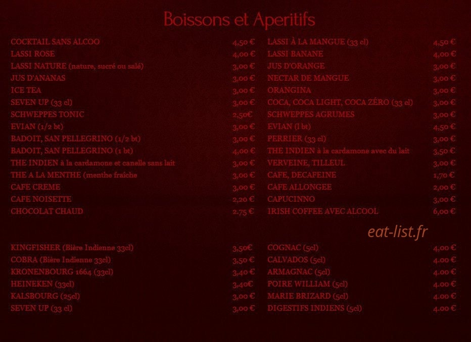 Kashmir Cafe — carte page 8