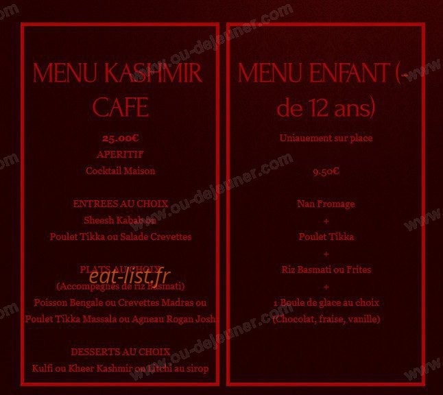 Kashmir Cafe — carte page 7