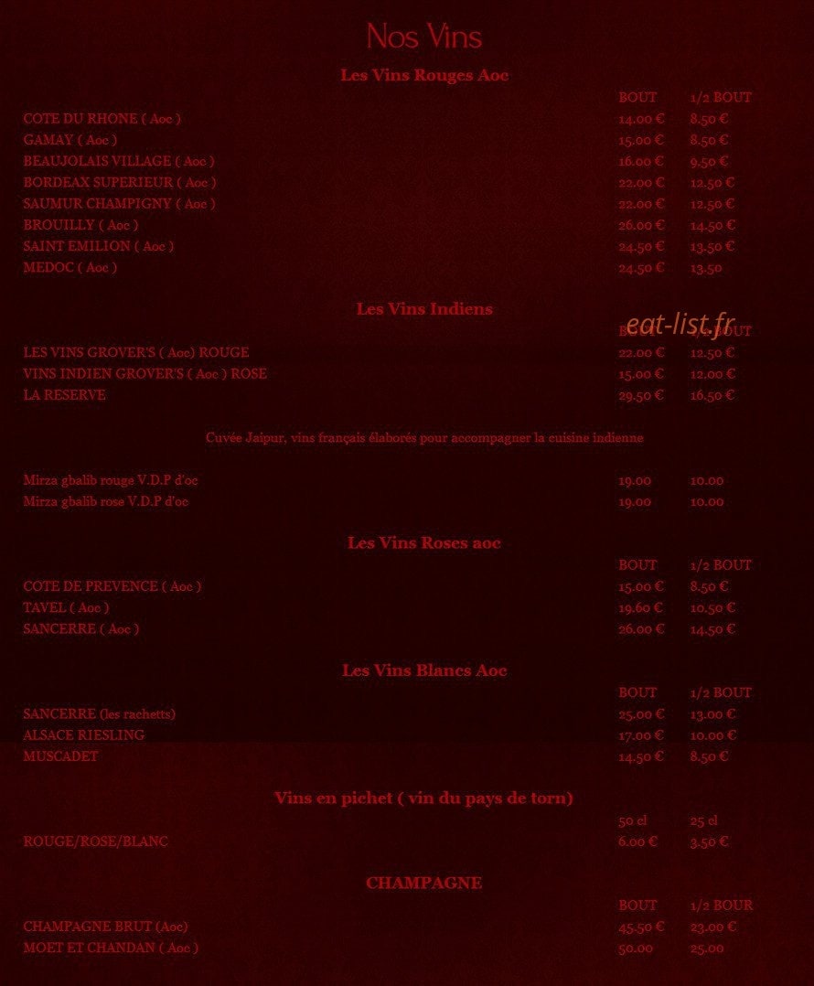 Kashmir Cafe — carte page 9