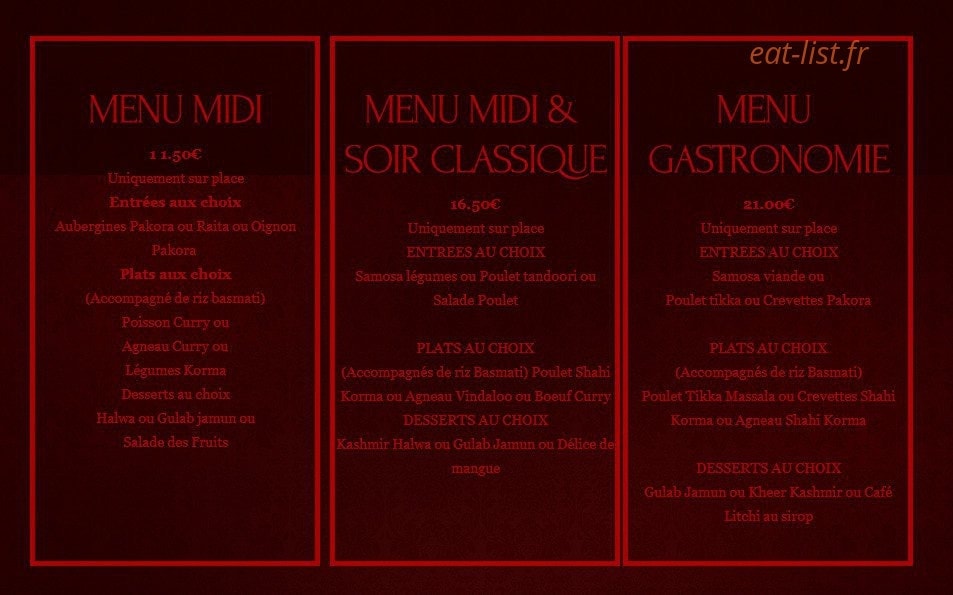 Kashmir Cafe — carte page 6