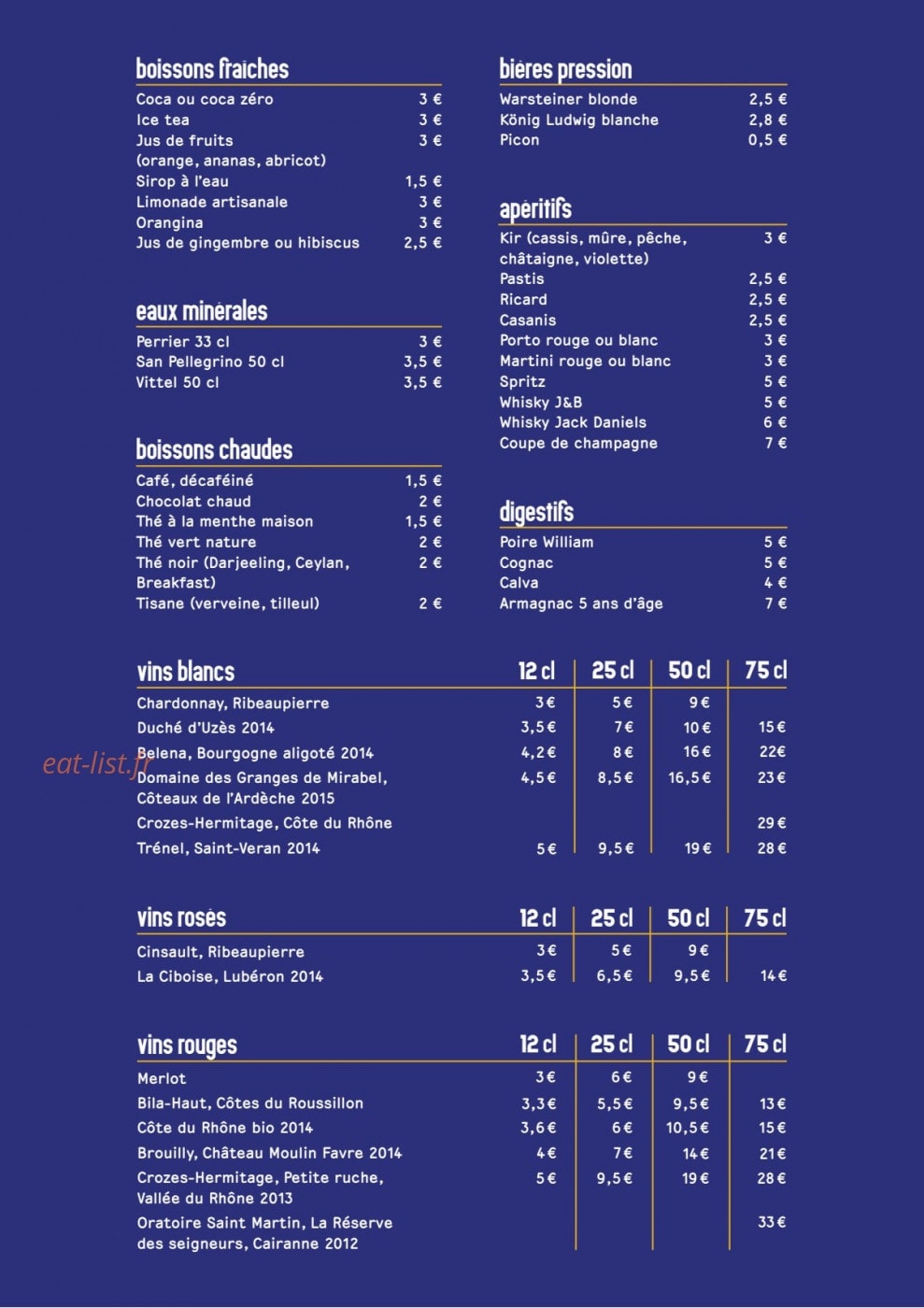 La cantine — carte page 2