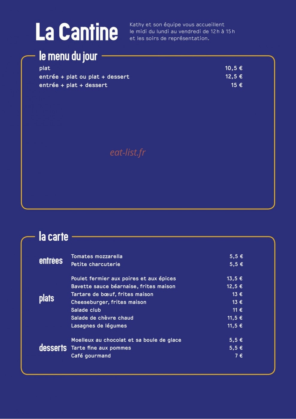 La cantine — carte page 1