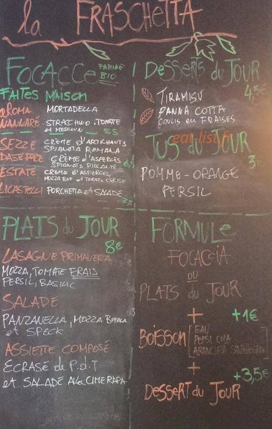 La Fraschetta — carte page 1