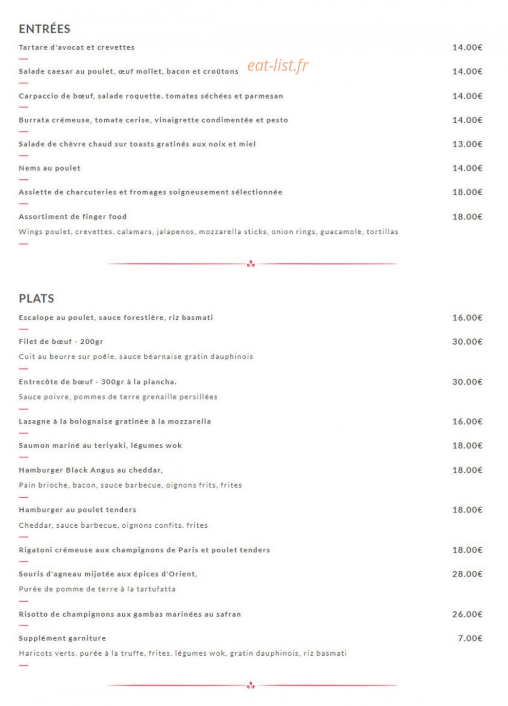 Le Bodega — carte page 1