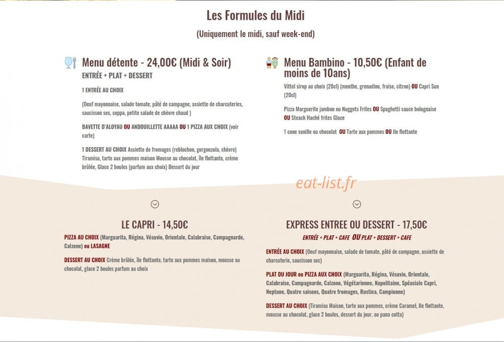 Le Capri — carte page 1