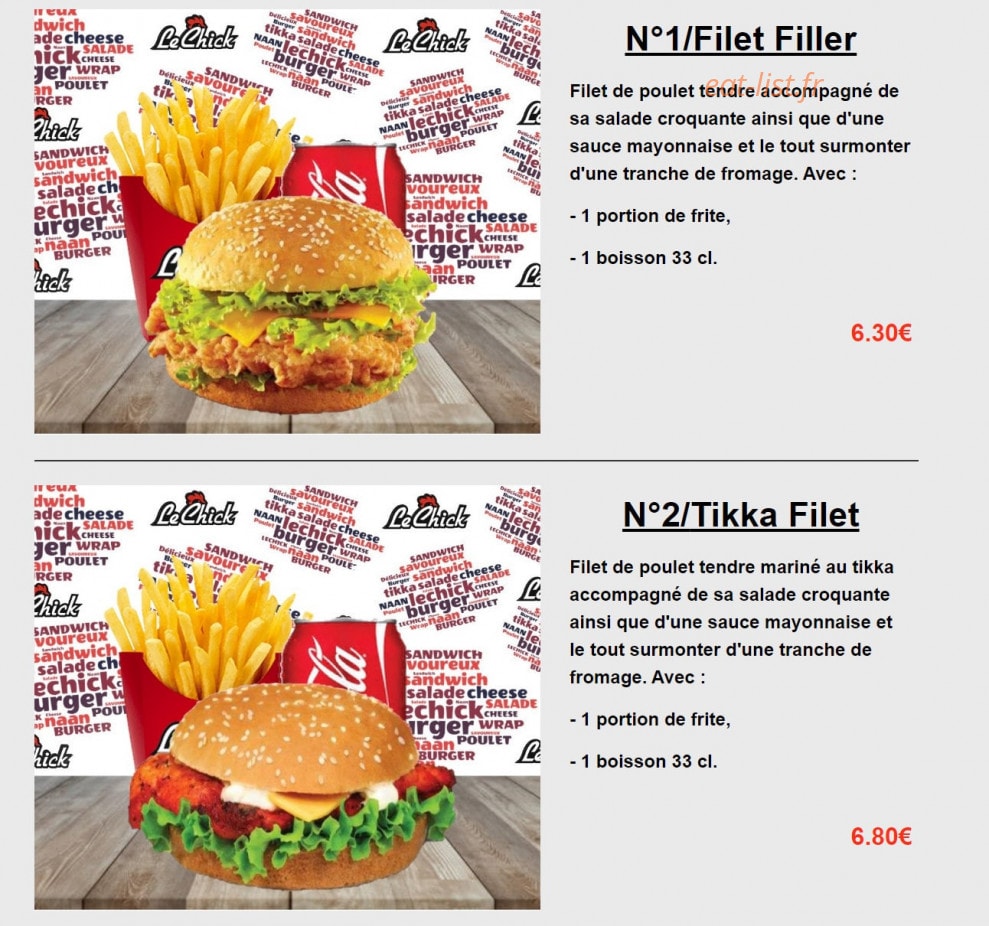 Le Chick — carte page 1