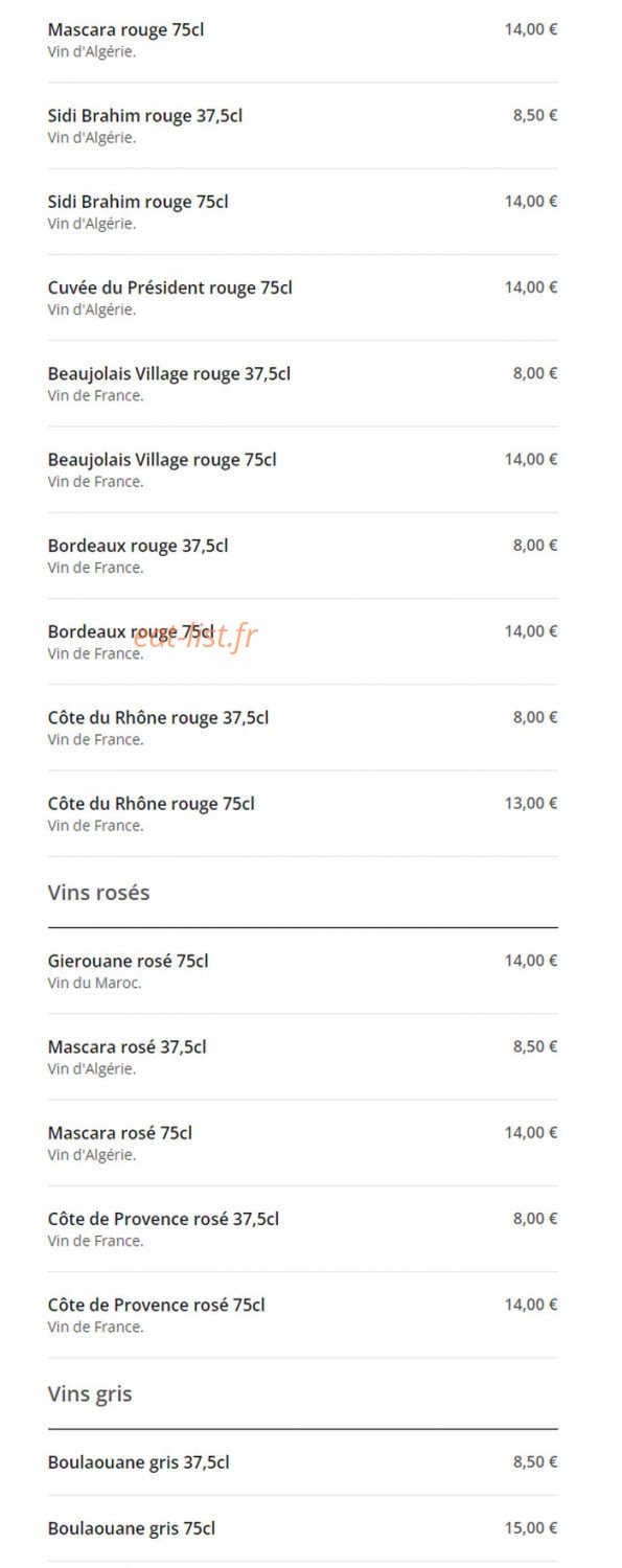 Le Marrakech — carte page 5