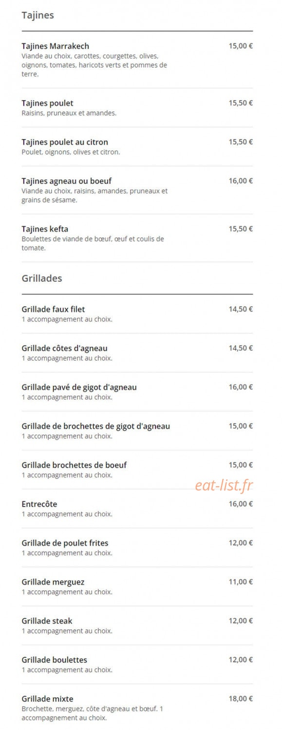 Le Marrakech — carte page 2